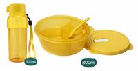 On the Go Lunch Set (Crystalwave Round 825ml, Drinking Flask, Spoon) (Summer Juice)
